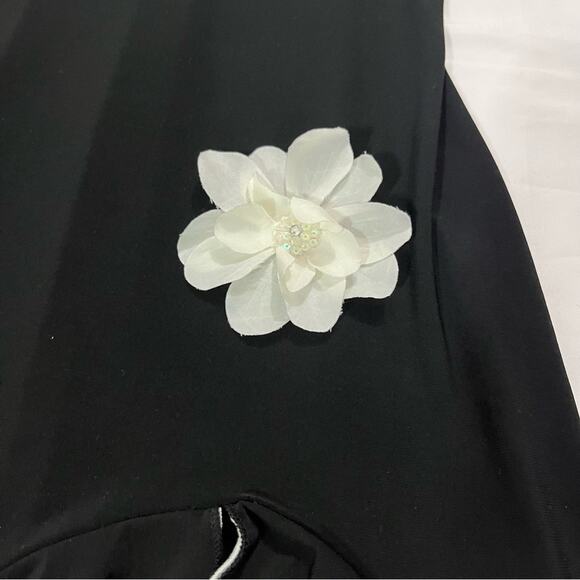 Vintage 90s Y2k City Triangles Asymmetrical Flirty Flower Black Mini Dress Small - Picture 2 of 7